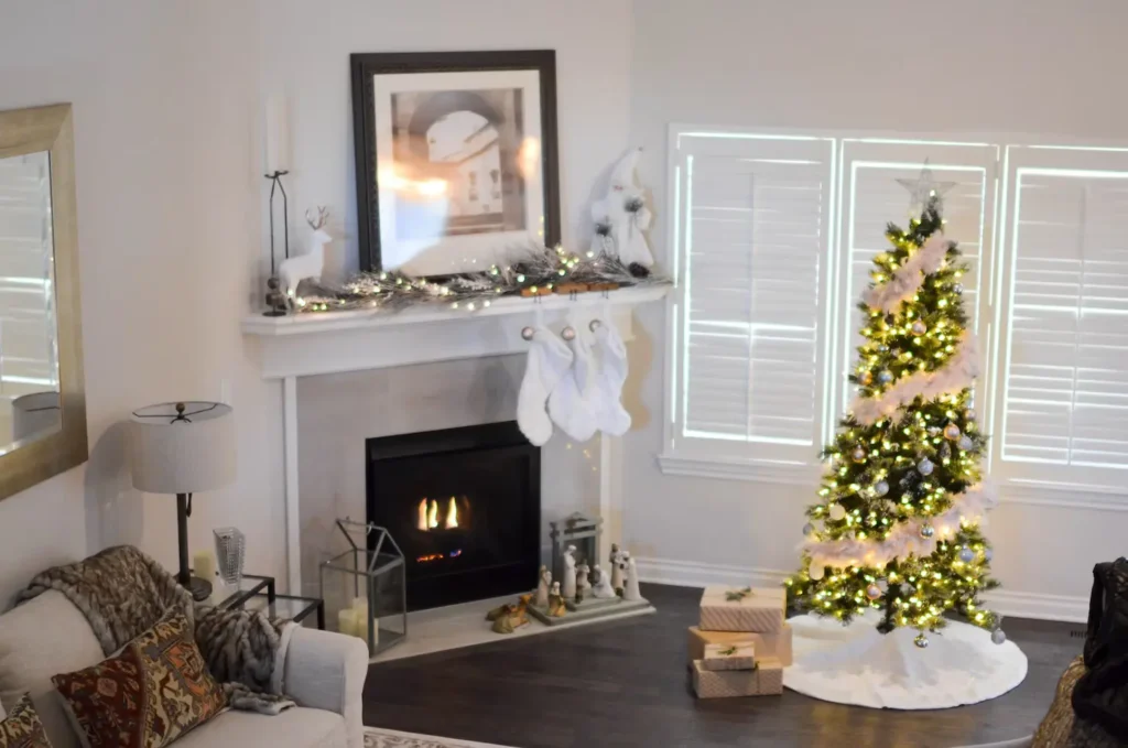 Fireplace,cosy Christmas aesthetic