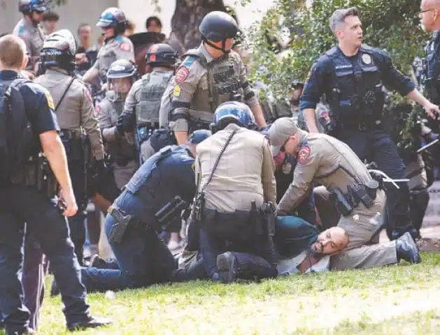 Protesters being manhandled across US college campuses