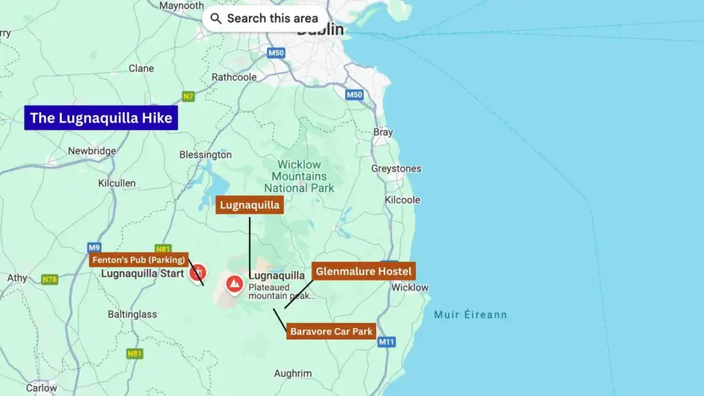 Hike Lugnaquilla: Ireland’s Third Highest Mountain Lugnaquilla map