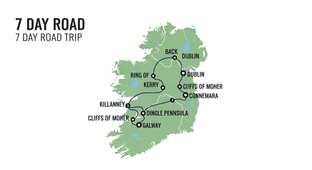 7 Days Ireland Itinerary with Route, Map and Travel Tips Route Map and Travel Plan